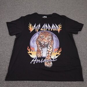 Def Leppard Shirt Mens 2XL Black Animal Leopard Graphic Tee Band Rock Tagless